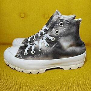 Converse Chuck Taylor All Star High Lugged Tie-dye Grey White Platform Women 6.5